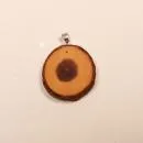 Modeschmuck Kettenanhänger Holzscheibe Vogelbeere versilbert Schmuckanhänger Unikat handmade chic-peppig-bunt