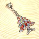 Kettenanhänger Weihnachten Weihnachtsbaum Strasssteine bunt, Modeschmuck handmade chic-peppig-bunt