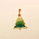 Kettenanhänger Weihnachten Weihnachtsbaum vergoldet mit Schluppe, Modeschmuck handmade chic-peppig-bunt