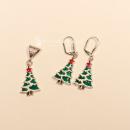 Schmuck Set Halskette Segelseil Ohrringe Weihnachtsbaum versilbert mit Klappbrisur, Modeschmuck handmade chic-peppig-bunt