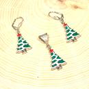 Schmuck Set Halskette Segelseil Ohrringe Weihnachtsbaum versilbert mit Klappbrisur, Modeschmuck handmade chic-peppig-bunt