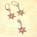 Schmuck Set Halskette Ohrringe Schneeflocke rot emailliert versilbert Segelseil Modeschmuck handmade chic-peppig-bunt