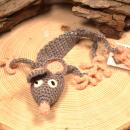 Lesezeichen Maus Billy Grau Handgehäkelt 100% Baumwolle Leseband Bookmark 31 cm