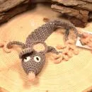 Lesezeichen Maus Billy Grau Handgehäkelt 100% Baumwolle Leseband Bookmark 31 cm
