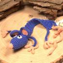 Lesezeichen Maus Fips Blau Handgehäkelt 100% Baumwolle Leseband Bookmark 31 cm