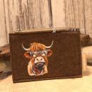 Mäppchen Filz mit Stier Motiv braun