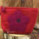 Mäppchen filz mit Vorderseite pink farbige Blume