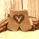 Filz Mäppchen Tracht Lederhosen-Style braun beige Geldbeutel mit Schlaufe