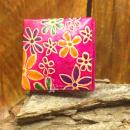 Mini-Geldbeutel - pink - Kunstleder - Blumen