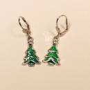 Ohrringe Weihnachten Weihnachtsbaum grün emailliert mini versilbert mit Klappbrisur, Modeschmuck handmade chic-peppig-bunt