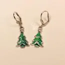 Ohrringe Weihnachten Weihnachtsbaum grün emailliert mini versilbert mit Klappbrisur, Modeschmuck handmade chic-peppig-bunt