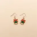 Ohrringe Weihnachten Glocke vergoldet, grün Keramik emailiert, vergoldeter Modeschmuck, handmade chic-peppig-bunt