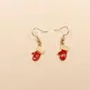 Ohrringe Weihnachten Fäustlinge Handschuhe rot vergoldet mit Fischhaken, Modeschmuck handmade chic-peppig-bunt