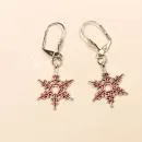Ohrringe Weihnachten Schneeflocke versilbert rot, Modeschmuck mit Klappbrisur, handmade chic-peppig-bunt