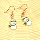 Ohrringe Weihnachten Schneemann weiß vergoldet emailliert, Modeschmuck mit Fischhaken, handmade chic-peppig-bunt
