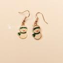 Ohrringe Weihnachten Schneemann weiß vergoldet emailliert, Modeschmuck mit Fischhaken, handmade chic-peppig-bunt