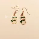 Ohrringe Weihnachten Schneemann weiß vergoldet emailliert, Modeschmuck mit Fischhaken, handmade chic-peppig-bunt