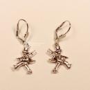 Ohrringe Modeschmuck Schornsteinfeger Kaminkehrer versilbert mit Klappbrisur, handmade chic-peppig-bunt