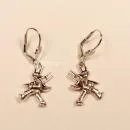 Ohrringe Modeschmuck Schornsteinfeger Kaminkehrer versilbert mit Klappbrisur, handmade chic-peppig-bunt