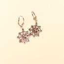 Handgefertigte silberfarbene Ohrringe in Spinnennetz-Form mit versilberter Klappbrisur für Halloween, Fasching und Gothic-Fans.