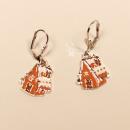 Ohrringe Weihnachten Lebkuchenhaus versilbert mit Klappbrisur, Modeschmuck handmade chic-peppig-bunt