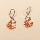 Ohrringe Weihnachten Lebkuchenhaus versilbert mit Klappbrisur, Modeschmuck handmade chic-peppig-bunt