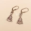 Ohrringe Weihnachtsschmuck Christbaum versilbert grün emailliert mit Klappbrisur, handmade chic-peppig-bunt