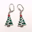 Ohrringe Weihnachten Weihnachtsbaum versilbert mit Klappbrisur, Modeschmuck handmade chic-peppig-bunt