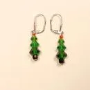 Ohrringe Weihnachtsschmuck kleiner Tannenbaum versilbert mit Klappbrisur handmade chic-peppig-bunt