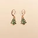 Ohrringe Weihnachtsschmuck Baum emailliert Rosegold mit Strass und Klappbrisur handmade chic-peppig-bunt