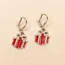 Ohrringe Weihnachtsschmuck Geschenk versilbert emailliert mit Klappbrisur, handmade chic-peppig-bunt