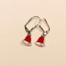 Ohrringe Weihnachtsschmuck Glocke versilbert mit Klappbrisur, handmade Schmuck chic-peppig-bunt
