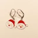 Ohrringe Weihnachtsschmuck Nikolaus Kopf versilbert emailliert mit Klappbrisur, handmade chic-peppig-bunt