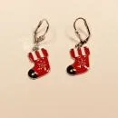 Ohrringe Weihnachtsschmuck Nikolaus Socke versilbert emailliert rot-weiß mit Klappbrisur, handmade chic-peppig-bunt