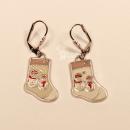 Ohrringe Weihnachtsschmuck Nikolaus Socke versilbert mit Klappbrisur handmade chic-peppig-bunt