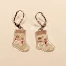 Ohrringe Weihnachtsschmuck Nikolaus Socke versilbert mit Klappbrisur handmade chic-peppig-bunt