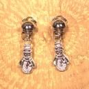 Ohrclip Weihnachten Schneemann versilbert grün emailliert mit Clip, Modeschmuck handmade chic-peppig-bunt