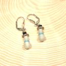 Ohrringe Weihnachten Schneemann Polaris Perlen versilbert mit Klappbrisur, Modeschmuck handmade chic-peppig-bunt