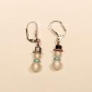 Ohrringe Weihnachten Schneemann Polaris Perlen versilbert mit Klappbrisur, Modeschmuck handmade chic-peppig-bunt