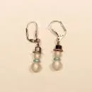 Ohrringe Weihnachten Schneemann Polaris Perlen versilbert mit Klappbrisur, Modeschmuck handmade chic-peppig-bunt