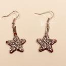 Ohrringe Weihnachtsschmuck Stern versilbert mit funkelndem Strassstein und Klappbrisur handmade chic-peppig-bunt