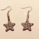 Ohrringe Weihnachtsschmuck Stern versilbert mit funkelndem Strassstein und Klappbrisur handmade chic-peppig-bunt
