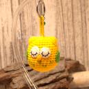 Schlüsselanhänger gehäkelte Eule gelb