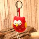 Gehäkelte Eule Rot, unisex Schlüsselanhänger und Glücksbringer aus Fair Trade Wolle, handmade.