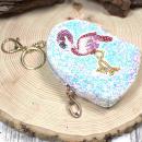 Glitzerndes Schlüsselanhänger Mäppchen Utensilientasche mit Flamingo Motiv und Reißverschluss, 10x6x4 cm groß
