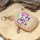 Schlüsselanhänger Mäppchen Glitzer Motiv Stoff Reißverschluss 10x6cm