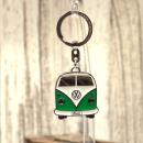 VW T1 Bus Schlüsselanhänger grün-weiß verchromtes Metall mit Emaille in geprägter Blech-Geschenkbox