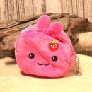 Mini-Plüsch-Geldbörse Hase (Rosa) aus Nicki-Plüsch als Taschenanhänger.