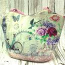Shoppertasche groß - rosa - Vogel mit Blumen