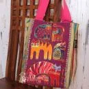 Große farbenfrohe Shopping Tasche - shopper tasche gross katzendesign pink